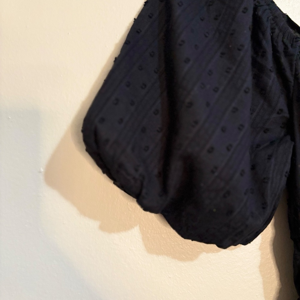 Japna Black Eyelet Cotton Puff Sleeve Open Back Dress – Size Small EUC - Picture 7 of 16